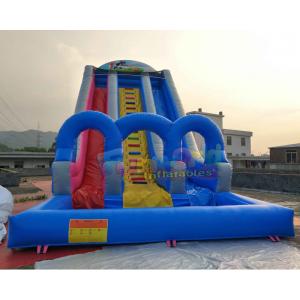 0.55mm PVC Outdoor Inflatable Water Slide Into Pool  / Giant Slip N Slide