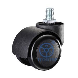 2" Wheel Black Pu Soft Twin Wheel Casters M10x15mm Threaded Stem