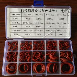China Red Color O Ring Seal Kit / Small O Ring Kit Virgin Silicone Material supplier