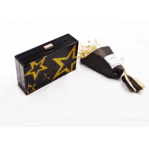 China Fashionable Yellow Glitter Stars Acrylic Clutch Bag Women Evening Party Purse Bag supplier