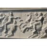 White marble relief carved by hand/ War horse stone relief