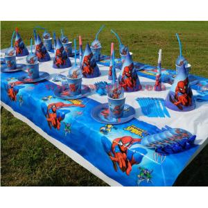 SPIDERMAの主題のペーパー ガラスのコップのスパイダーマンは子供の誕生会の装飾のくも人のテーブル クロスを皿に盛ります