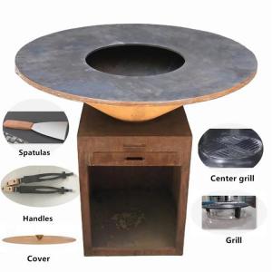 Home Camping Corten Steel Wood Burning Metal Outdoor Bbq Table Fire Pit