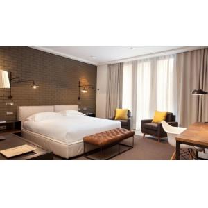 Sudan hotel furniture liquidators from China manufactuer Italy design leather bed with metal side table and dining table