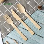 Dispos Biodegradable Bamboo Tableware Wooden Knife Fork Spoon Flatwar Cutleri Set