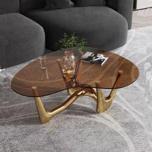 Cuore Heart Shaped Glass Stainless Steel Coffee Table  Modern Aesthetic