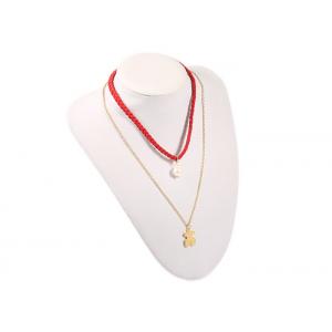 China Stainless Steel Pearl Pendant Necklace , Charm Double Layer Pendant Necklace supplier
