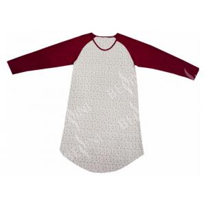 China Ladies Cotton Jersey Red/Floral Printed Raglan Long Sleeve V Neck Nightdress Sleepwear Allover Print supplier