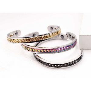 Inspirational titanium steel bracelet magnet health care color chain Seiko C-shaped opening OEM logo words bracelet