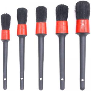 China Boar Bristles Interior Car Detailing Brush Pack 5pcs For Leather Cleaning supplier