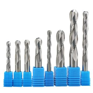 China YingBa Two Flute Spiral Ball Head Milling Cutter Woodworking Bit Carbide Round Nose Ball Nose End Mill for Wood Carving wholesale