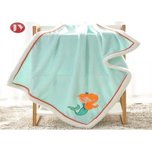 China Super Soft Thick Baby Blanket , Short Plush Two Layer Blanket Lovely Cartoon Embroidery supplier