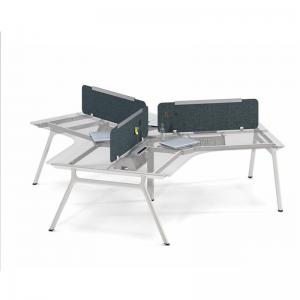 Cheap White Modular Glass Office Staff Workstation For 3 Person