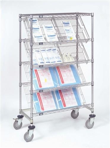 5 Layer Commercial Metal Storage Racks Company Display Chrome Slanted Shelving