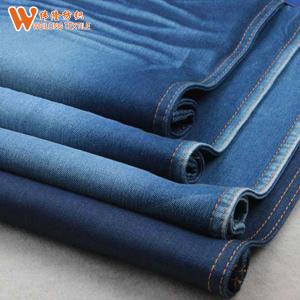 China Non Slub Cotton Polyester Spandex Yarn Dyed Denim Fabric Dark Blue supplier