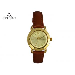 Vintage Fashion Ladies Quartz Watch Brown Leather Gold Watch Lightweight