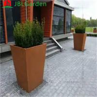 China Customized Garden Rectangular Metal Flower Pot Corten Steel Planter Pots on sale