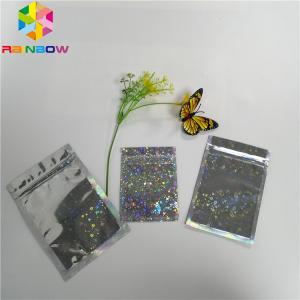 China Glitter Flash Star Hologram Mylar k Bags Glossy Three Side Seal Facial Mask Packing supplier