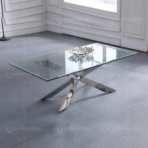 0.25CBM Modern Sofa Center Table 12mm Stainless Steel Coffee Table With Glass Top