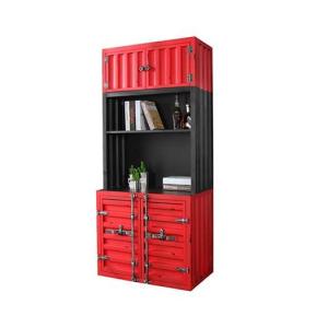 Rusty Iron Frame High Industrial Loft Bar Shipping Container Style Bookcase With Storage