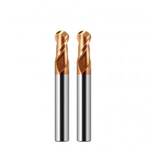 China Standard 2 Flutes Ball Nose End Mill Cutter HRC55 Bronze Nano Coating supplier