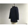 Navy Mens Medium Trench Coat , Cavalry Twill Wadded Coat With Funnel Collar
