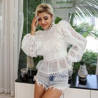 China Timeless Charm Embrace Captivating Style With Our Enchanting Blouse High Waisted Lace Tops With Stand Collar For Women on sale