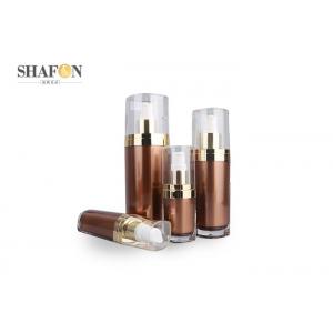 China Plated Collar Airless Vacuum Pump Bottle , Brown Cosmetic Bottle Packaging supplier