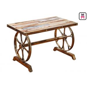 mesa de centro industrial del estilo de la base de la tabla de la madera contrachapada de los 4ft*2ft/del arrabio con diseño de la rueda