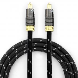 Toslink High Quality Gold Interface Plated Textured Shell Black Knited Rope 1.2M For Audiophile Subwoofer Speaker