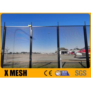 China 2.0m Height Post Size 80mm Anti Climb Mesh Fence Black Color Powder Coated For Airport supplier