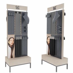 China Double Sided Hair Extension Display Rack Wooden Hair Extension Display Stand supplier