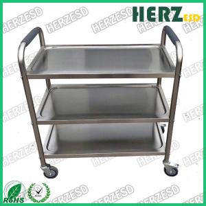 China 201 / 304 Stainless Steel ESD Safe Carts , Medical Dressing Trolley With Handle supplier