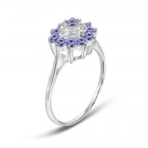 Branch Flower Design Jewelers Club Tanzanite Ring  Sterling Silver Ring Jewelry with White CZ Accent