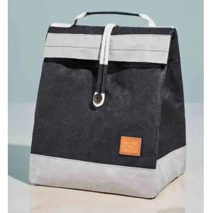 Washable Kraft Paper Insulated Cooler Lunch Bag Brown Grey Colored Reusable With Handle