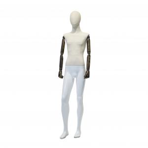 Fiberglass Male Full Body Mannequin Half Wrapped Cloth Head And Wooden Arms