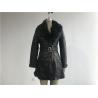 Long Style Black Color Ladies PU Jacket With Detachable Fur Collar TW64825