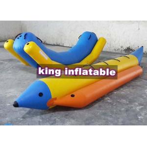 Durable Yellow / Blue Inflatable Seesaw Totter PVC Water Toy With Banana Boat