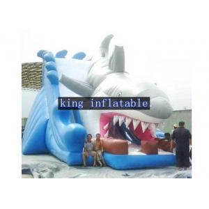 China Penetrating White / Grey Shark Inflatable Trill Dry Slide Single Lane By Plato PVC supplier