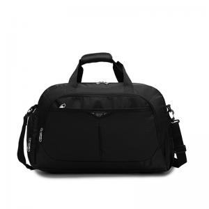 Water Resistant Black Nylon Duffle Bag With Zipper Closure Adjustable Strap