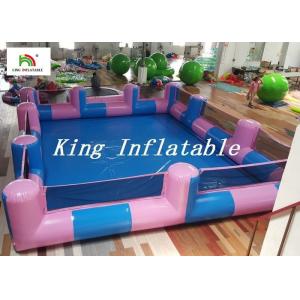 Custom 0.9mm PVC Pool Type Inflatable Swimming Pool With Blue And Pink , 12x8m