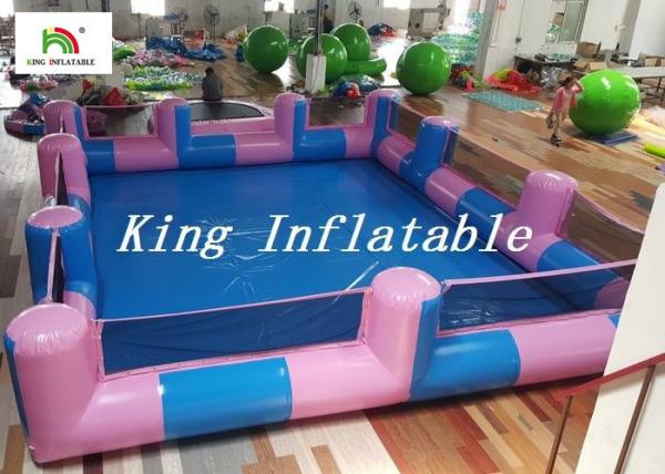 Custom 0.9mm PVC Pool Type Inflatable Swimming Pool With Blue And Pink , 12x8m