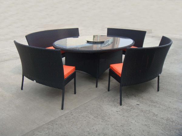 Rattan Garden Dining Sets With Bench , Patio Table And Chairs Set