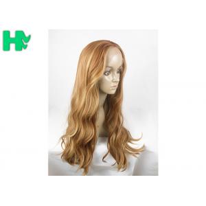 Fashionable Golden Color Long Synthetic Wigs For Girls Cap Size Adjustable