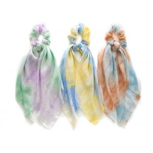Thin tie dyeing 2 in 1 rainbow bridal hair accessories streamer coil lady updo chiffon scrunchie headpiece wholesale