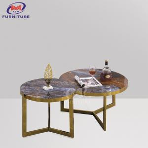 Modern Steel Coffee Round Marble Table Nesting Stainless Steel Tables For Living Room