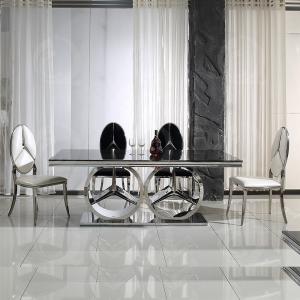 160kg Stainless Steel Dining Table Set Marble Top 78inchx40inchx30inch