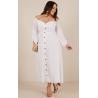 Women Clothing Long Sleeve Sorrento Dreaming Dress In White Linen Look