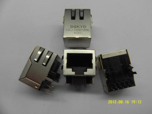 PCB Mount shielded low profile single port RJ45 Ethernet connector Female cat5