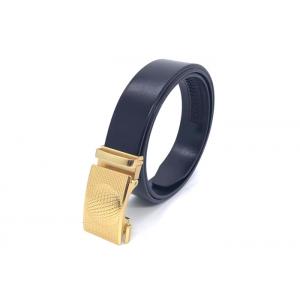 China 3.5cm Width Mens Automatic Buckle Belt  /  Ratchet Dress Belt Black Color With Automatic Sliding Buckle supplier